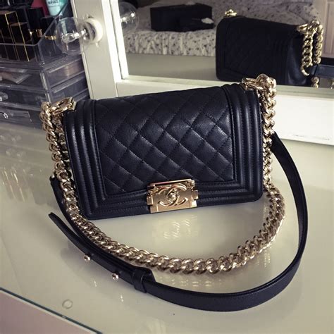 chanel boy black gold